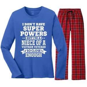 Proud Niece Of A Vietnam Veteran Memorial Day Cute Gift Women's Long Sleeve Flannel Pajama Set 