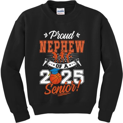 Proud Nephew Of A 2025 Senior Graduate Basketball Gift Kids Sweatshirt