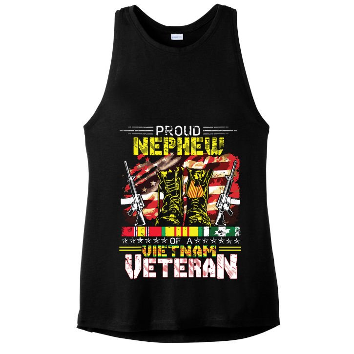 Proud Nephew Of A Vietnam Veteran Vietnam War Vet Ladies PosiCharge Tri-Blend Wicking Tank