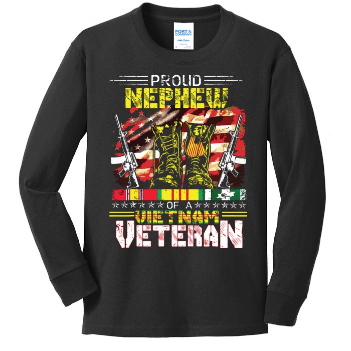 Proud Nephew Of A Vietnam Veteran Vietnam War Vet Kids Long Sleeve Shirt