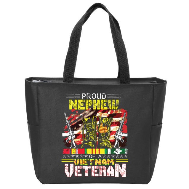 Proud Nephew Of A Vietnam Veteran Vietnam War Vet Zip Tote Bag