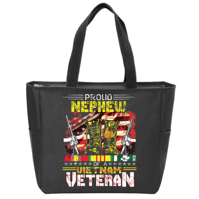 Proud Nephew Of A Vietnam Veteran Vietnam War Vet Zip Tote Bag