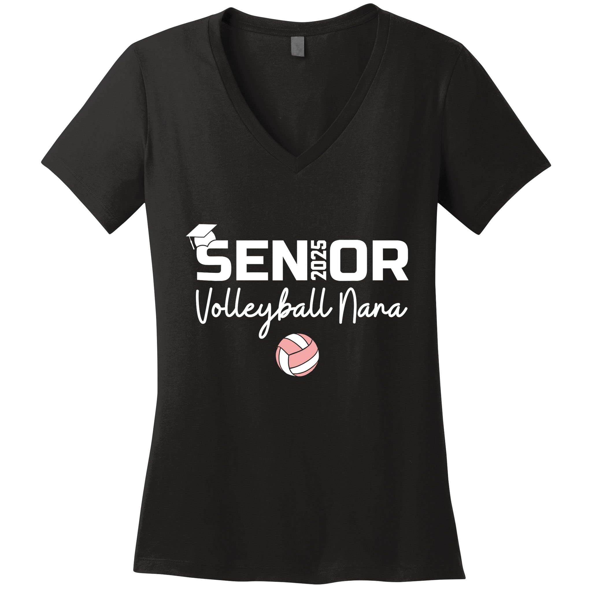 Proud Nana Of A Volleyball Senior 2025 Volleyball Nana Women's V-Neck T-Shirt