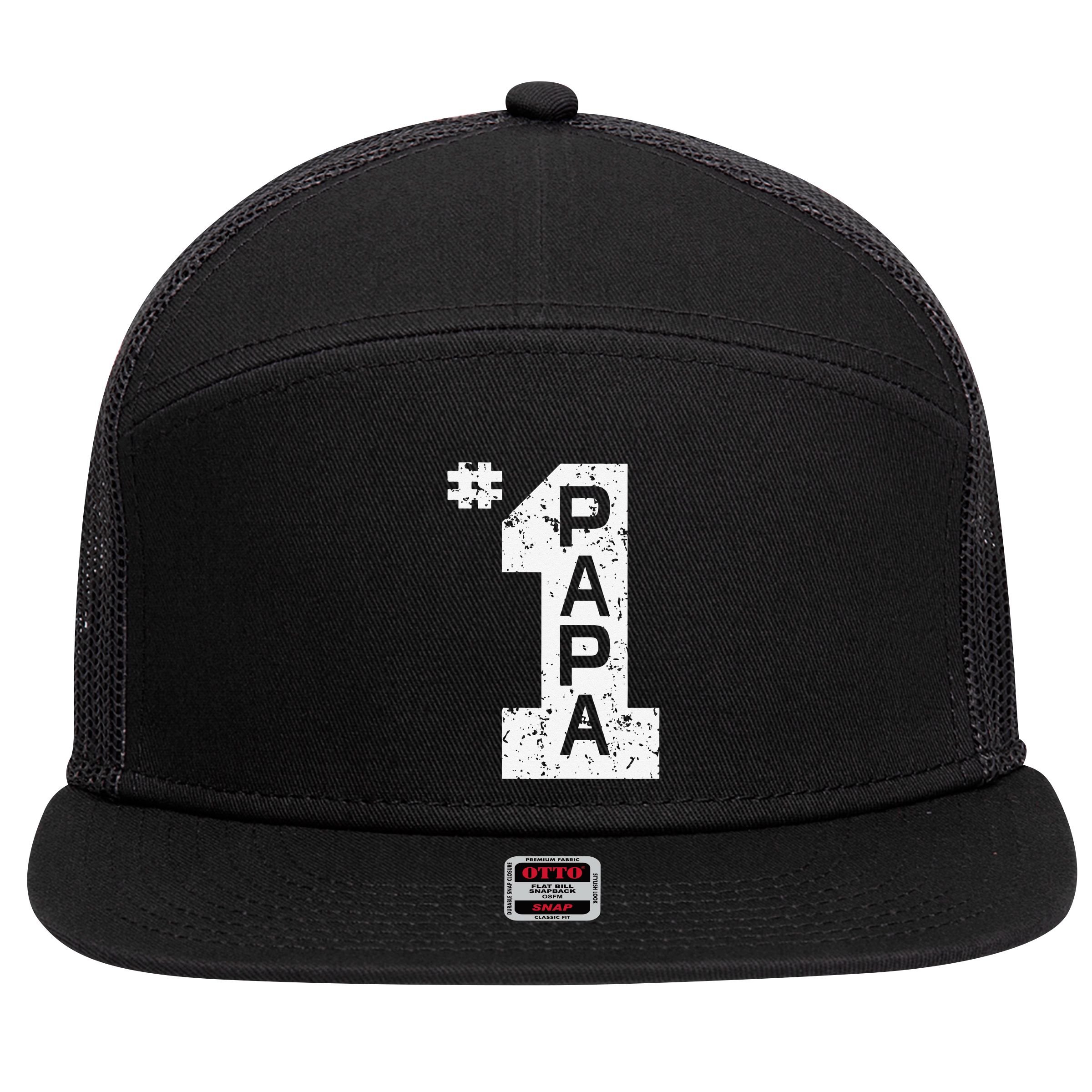 Papa Number One 1 Grandpa Fathers Day From Grandson Funny Pa 7 Panel Mesh Trucker Snapback Hat