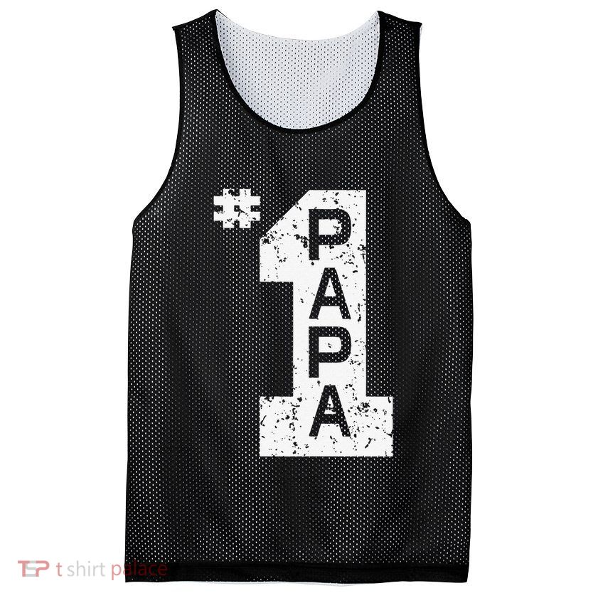 Papa Number One 1 Grandpa Fathers Day From Grandson Funny Pa Mesh Reversible Basketball Jersey Tank