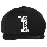 Papa Number One 1 Grandpa Fathers Day From Grandson Funny Pa Wool Snapback Cap