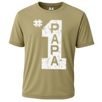 Papa Number One 1 Grandpa Fathers Day From Grandson Funny Pa Cooling Performance Crew T-Shirt