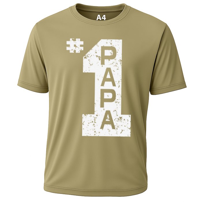 Papa Number One 1 Grandpa Fathers Day From Grandson Funny Pa Cooling Performance Crew T-Shirt