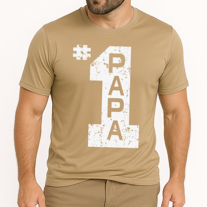 Papa Number One 1 Grandpa Fathers Day From Grandson Funny Pa Cooling Performance Crew T-Shirt