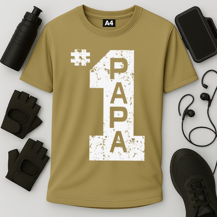 Papa Number One 1 Grandpa Fathers Day From Grandson Funny Pa Cooling Performance Crew T-Shirt