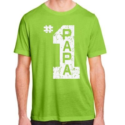 Papa Number One 1 Grandpa Fathers Day From Grandson Funny Pa Adult ChromaSoft Performance T-Shirt