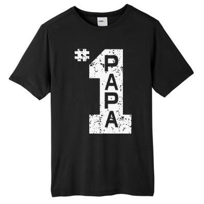 Papa Number One 1 Grandpa Fathers Day From Grandson Funny Pa Tall Fusion ChromaSoft Performance T-Shirt