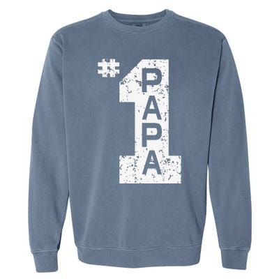 Papa Number One 1 Grandpa Fathers Day From Grandson Funny Pa Garment-Dyed Sweatshirt