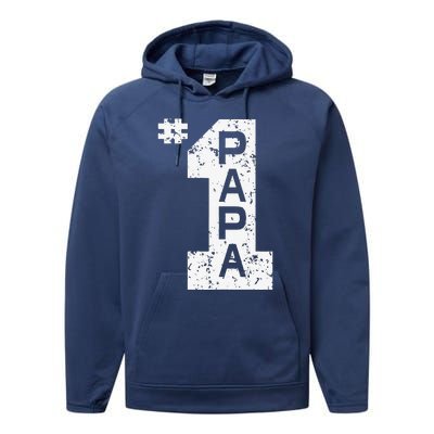 Papa Number One 1 Grandpa Fathers Day From Grandson Funny Pa Performance Fleece Hoodie