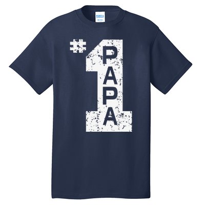 Papa Number One 1 Grandpa Fathers Day From Grandson Funny Pa Tall T-Shirt