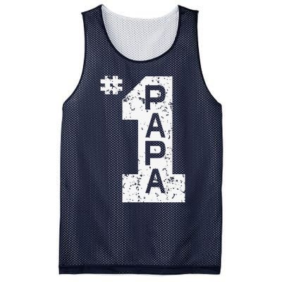 Papa Number One 1 Grandpa Fathers Day From Grandson Funny Pa Mesh Reversible Basketball Jersey Tank