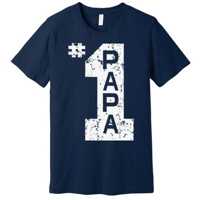 Papa Number One 1 Grandpa Fathers Day From Grandson Funny Pa Premium T-Shirt