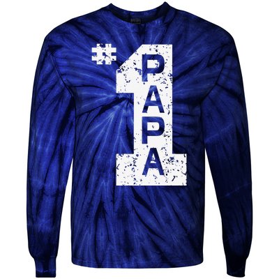 Papa Number One 1 Grandpa Fathers Day From Grandson Funny Pa Tie-Dye Long Sleeve Shirt