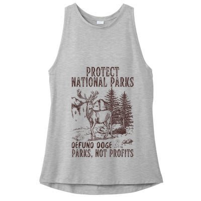 Protect National Parks Defund Doge Support Parks Not Profits Ladies PosiCharge Tri-Blend Wicking Tank