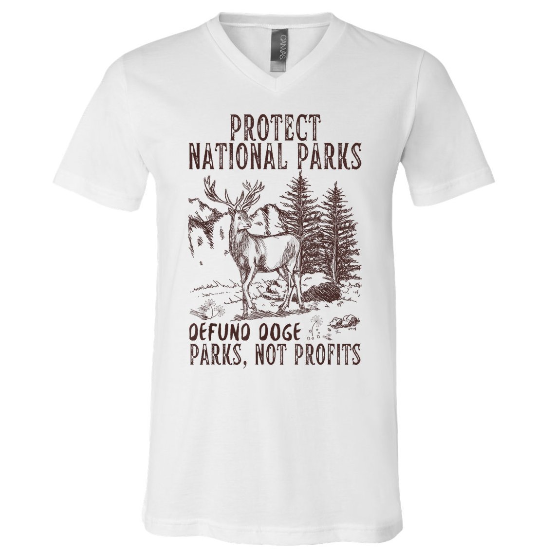 Protect National Parks Defund Doge Support Parks Not Profits V-Neck T-Shirt