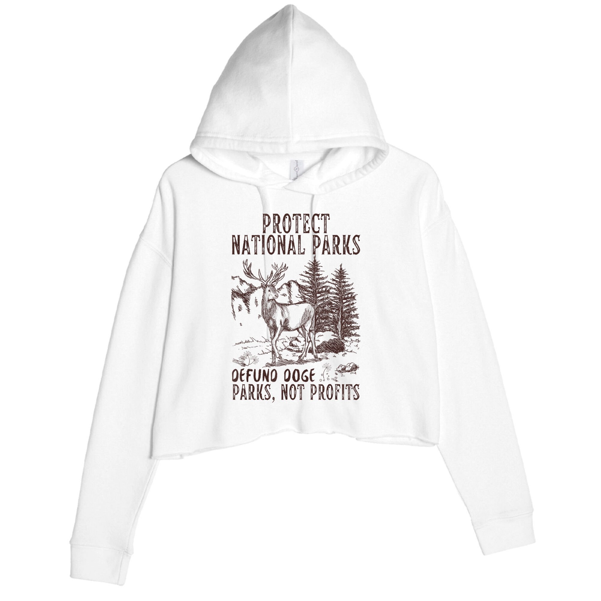 Protect National Parks Defund Doge Support Parks Not Profits Crop Fleece Hoodie