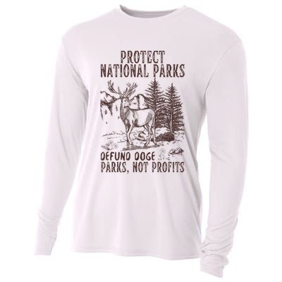 Protect National Parks Defund Doge Support Parks Not Profits Cooling Performance Long Sleeve Crew