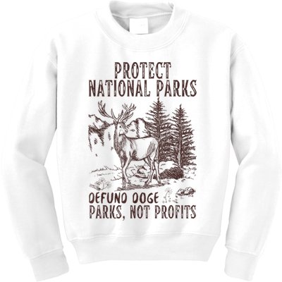 Protect National Parks Defund Doge Support Parks Not Profits Kids Sweatshirt