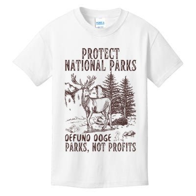 Protect National Parks Defund Doge Support Parks Not Profits Kids T-Shirt