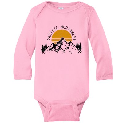 Pacific Northwest Pnw Oregon Washington Usa America Souvenir Baby Long Sleeve Bodysuit