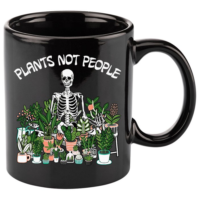 Plants Not People Skeleton Funny Gardening 11oz C Handle Ceramic Mug
