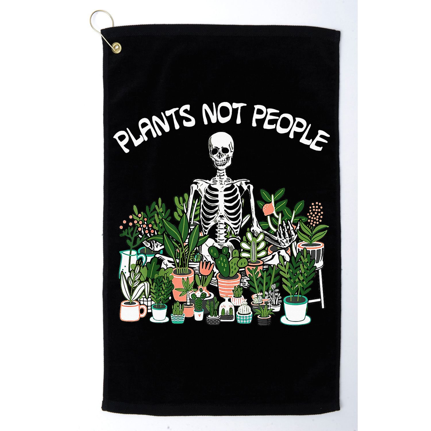 Plants Not People Skeleton Funny Gardening Golf Towel