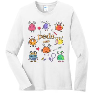 Pediatric Nurse Peds Nurse Peds Crew Rn Pediatric Emergency Ladies Long Sleeve Shirt