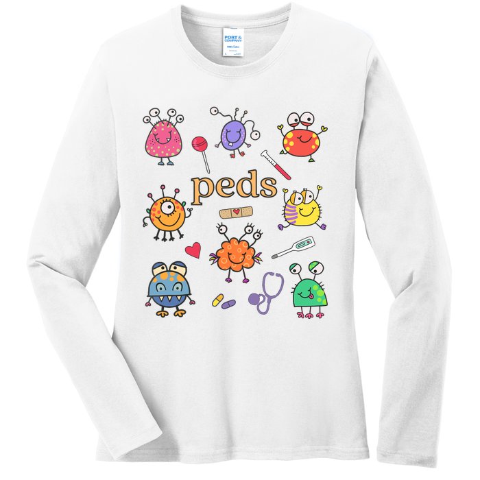 Pediatric Nurse Peds Nurse Peds Crew Rn Pediatric Emergency Ladies Long Sleeve Shirt