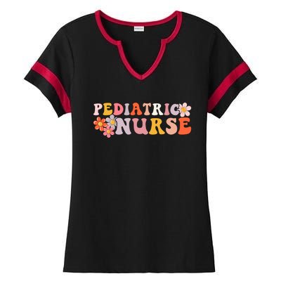 Pediatric Nurse Pediatrician Nursing Gift Ladies Halftime Notch Neck Tee