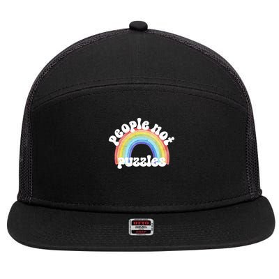 People Not Puzzles Autism Awareness 7 Panel Mesh Trucker Snapback Hat