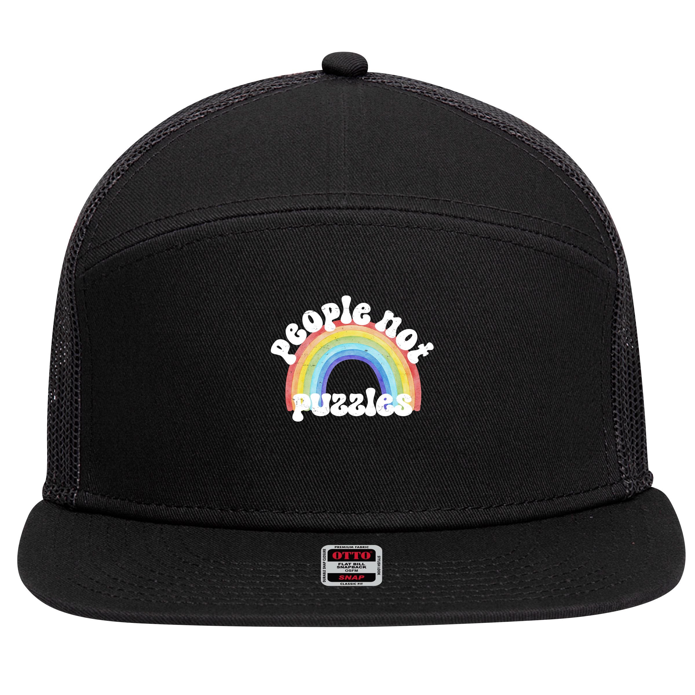 People Not Puzzles Autism Awareness 7 Panel Mesh Trucker Snapback Hat