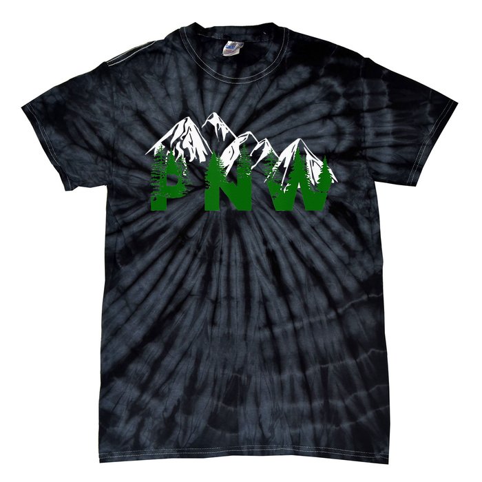 Pacific Northwest PNW Pine Trees Mountains Gift Tie-Dye T-Shirt