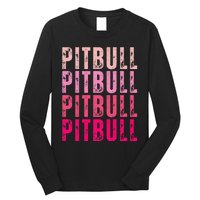 Personalized Name Pitbull I Love Pitbull Vintage Long Sleeve Shirt