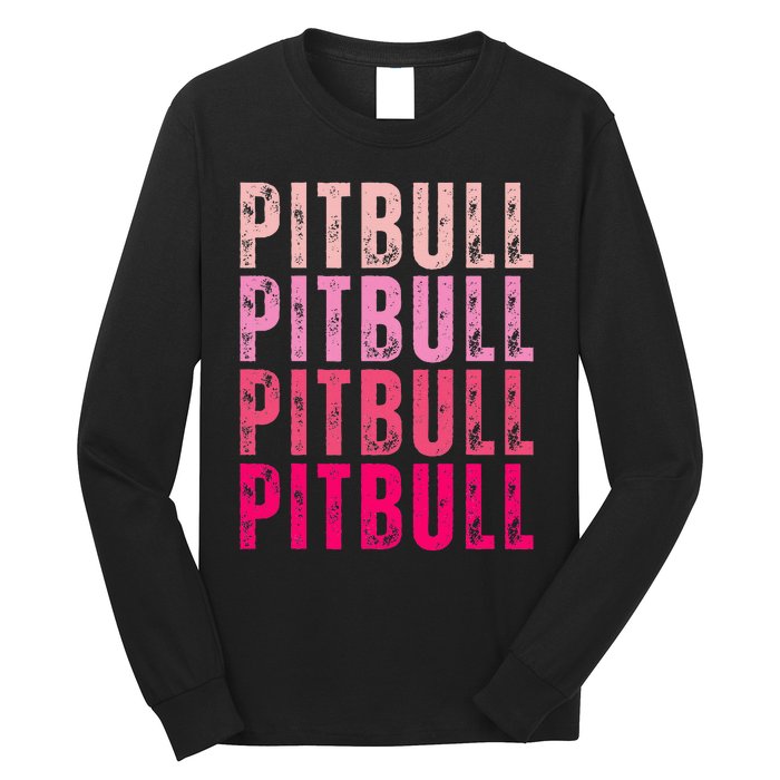 Personalized Name Pitbull I Love Pitbull Vintage Long Sleeve Shirt