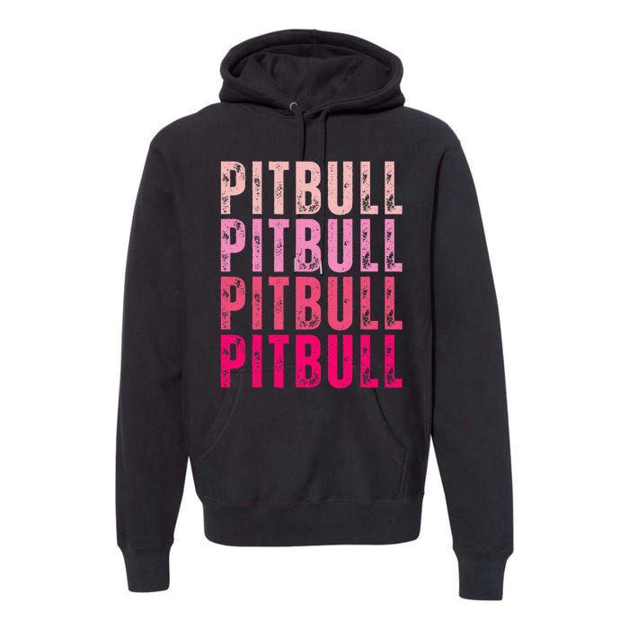 Personalized Name Pitbull I Love Pitbull Vintage Premium Hoodie