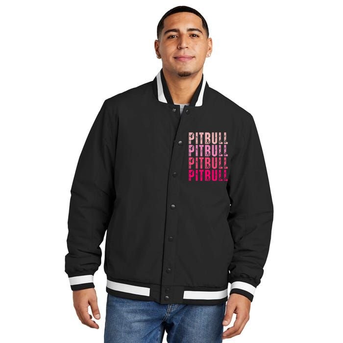 Personalized Name Pitbull I Love Pitbull Vintage Insulated Varsity Jacket