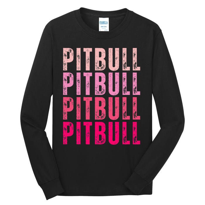 Personalized Name Pitbull I Love Pitbull Vintage Tall Long Sleeve T-Shirt