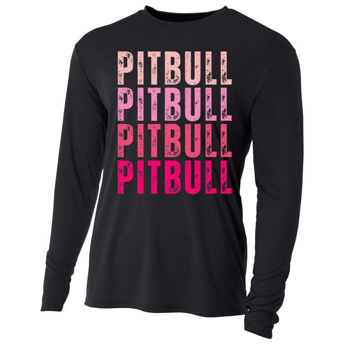 Personalized Name Pitbull I Love Pitbull Vintage Cooling Performance Long Sleeve Crew