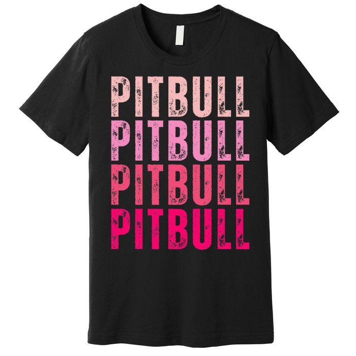 Personalized Name Pitbull I Love Pitbull Vintage Premium T-Shirt