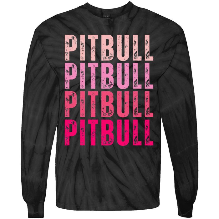 Personalized Name Pitbull I Love Pitbull Vintage Tie-Dye Long Sleeve Shirt