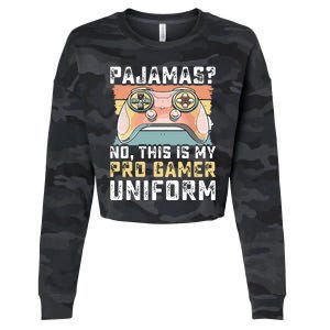 Pajamas No Pro Gamer Funny Video Games Teens Gaming Cropped Pullover Crew