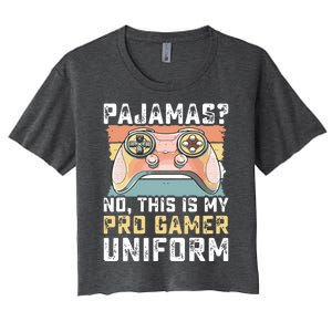 Pajamas No Pro Gamer Funny Video Games Teens Gaming Women's Crop Top Tee