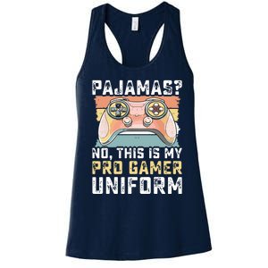 Pajamas No Pro Gamer Funny Video Games Teens Gaming Women's Racerback Tank