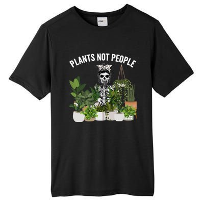 Plants Not People Messy Bun Skull Gardening Plant Skeleton Gift Tall Fusion ChromaSoft Performance T-Shirt