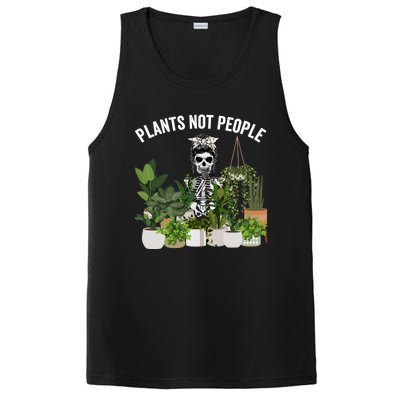 Plants Not People Messy Bun Skull Gardening Plant Skeleton Gift PosiCharge Competitor Tank